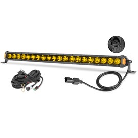 Auto Power Plus 20 Inch LED Light Bar 100W Amber Single Row LED Light Bar with Wiring Harness Slim Driving Light Bar Combo Off Road Light Super Bright Yellow Fog Light for Truck SUV ATV UTV Boat