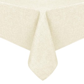 Hiasan Faux Linen Rectangle Tablecloth - Wrinkle and Stain Resistant Washable Table Cloth for Kitchen Dining Room Holiday Table Cover for Dinner, Champagne, 54 x 120 Inch