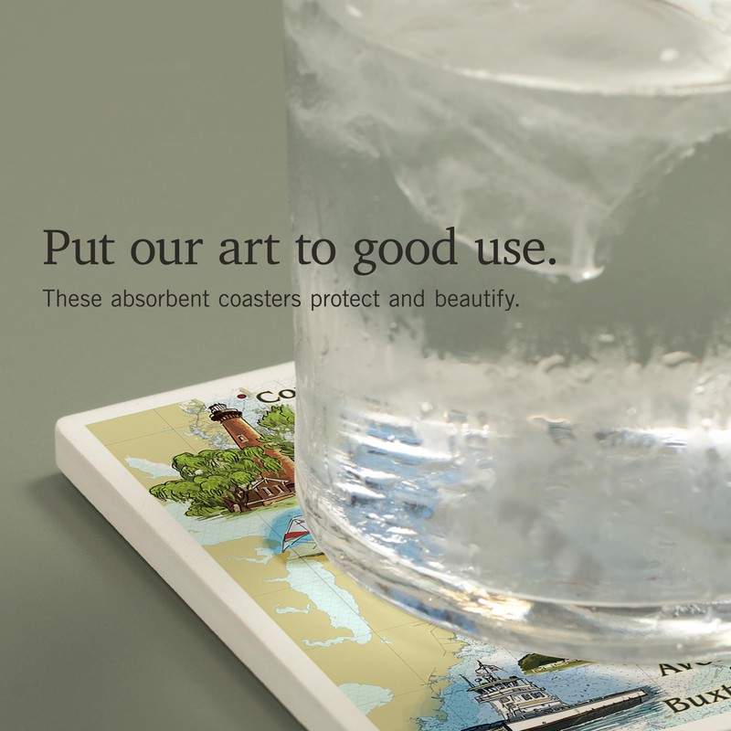Outer Banks, North Carolina, Nautical Chart (Absorbent Ceramic Coaster, Single,