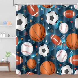 PAEOT Basketball Shower Curtain Ball Sports Bathroom Decor 72x72Inch
