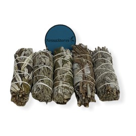 NESSASTORES - White Sage Mixture Smudge Sampler Kit 4" Bundles #JC-230 (18 Kits, 5 pcs Combination A)
