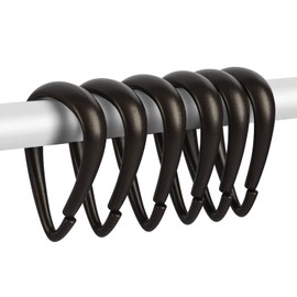 Top-spring Top-spring Bronze Plastic Shower Curtain Hooks Rings - 12 Pcs Drop Shaped Bronze Shower Hooks for Curtain Bathroom Shower Rod