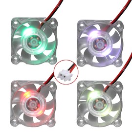 Jopto 4pcs 3D Printer Blower Fan 4010 DC Brushless 24V 40x40x10mm Mini Color RGB LED Light Hydraulic Bearing Fan with 2 Pin Terminal for 3D Printer Extruder Makerbot MK7