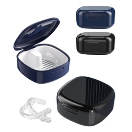 Pack of 2 Braces Box with Strainer, Portable Teeth Box & Splint Box, Denture Box for Storage & Cleaning Braces, Prostheses & False Teeth
