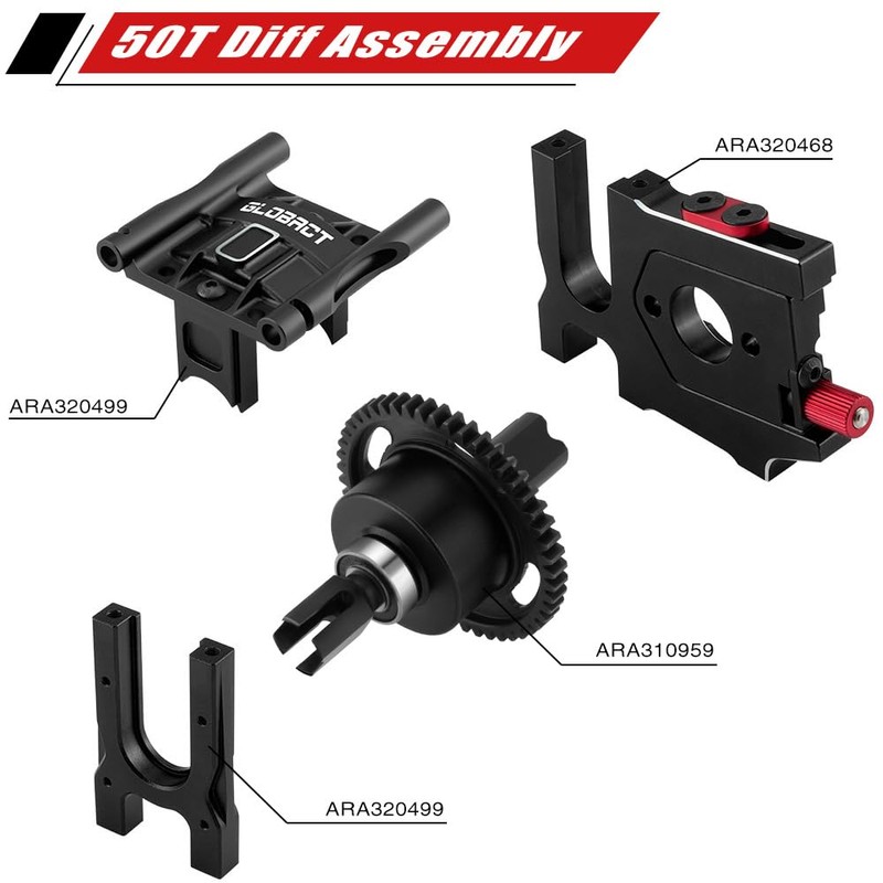 GLOBACT Steel 50T Center Diff Set Differential with Sliding Motor