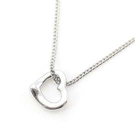 Barzaz Women's Heart Necklace, Simple, Small, Alloy (Rhodium-coated), BRASS (Rhodium-coated), No Gemstone