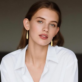 14K Gold Long Teardrop Dangle Earrings for Women Hypoallergenic Drop Leverback Earrings Trendy Gold Plated Long Teardrop Dangle Earings for Women Jewelry Gifts