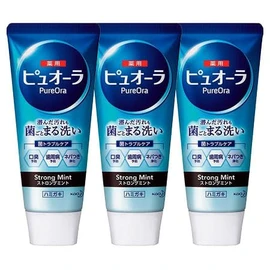 PUORA Strong Mint Toothpaste, 4.1 oz (115 g) x 3 Pack, Teeth and Mouth Cleaning Care