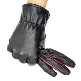 Long Keeper Kids Winter Gloves – Black Leather Gloves for Boys Girls Thermal Warm Glove PU Leather with Inner Fleece for Sports Cycling Costume