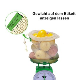 E-Know Vegetable Cotton Bags, Set of 11, Fruit and Vegetable Bags, Natural Mesh Cotton, Zero-Waste (3 Small, 4 Medium, 3 Large, 1 Storage Bag)