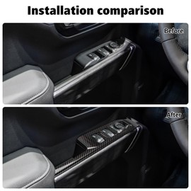 Voodonala for Chevy Silverado 2019+ Car Door Window Control Panel Cover Compatible with Silverado 2019-2021 GMC Sierra 2019-2022-Father (Carbon Fiber Black, Double Cab)