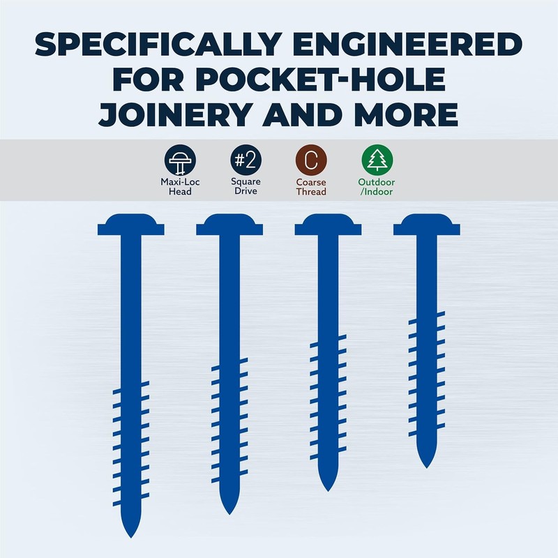 Kreg SML-C250B-50 Blue Kote Pocket Screws, 2 1/2-Inch, Coarse Thread,