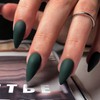 KQueenest Matte Dark Green Press on Nails Medium Stiletto Almond,Pure