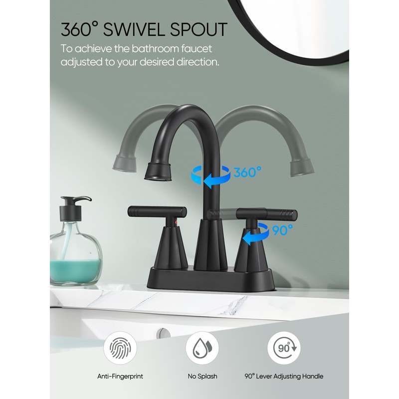 Cobbe Bathroom Faucets for Sink 3 Hole, 4 Inch with