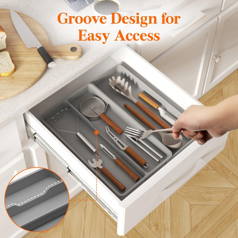 Lifewit Lifewit Utensil Drawer Organizer, Expandable Cooking Silverware Tray for