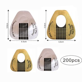 VNC 200Pcs Long Nail Forms Extension Set 100 Pcs Gold + 100 Pcs Silver Nail form guide stickers Thick Nail Art Tips Extension Forms Durable Acrylic Nail Paper Forms Numbers Marked Nail Former Stickers