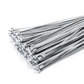 Pack of 100 Cable Ties 300mmx3,6 mm for Fencing Shade Netting Fence Cover in Silver