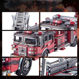 Piececool 3D Puzzles for Adults, Ladder Truck Metal Model Building Kit, Challenging 3D Puzzle DIY Assembling Crafts Great Gifts