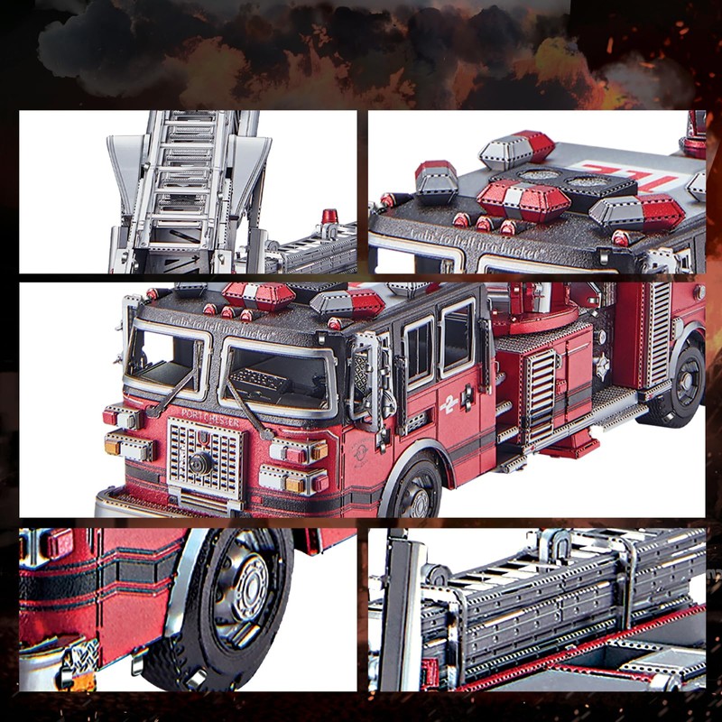 Piececool 3D Puzzles for Adults, Ladder Truck Metal Model Building