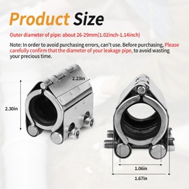 Pipe Repair Clamp Kit-3/4 Inch(26-29mm) High Pressure Resistant Pipe Coupling Clamp for Plastic&Metal Pipes, Emergency Duty Leak Sealer with Stainless Steel, Quick Fix for Water/Gas/Oil Lines