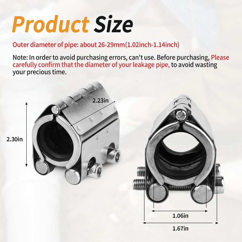 Pipe Repair Clamp Kit-3/4 Inch(26-29mm) High Pressure Resistant Pipe Coupling