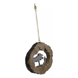 Rustic Western Emperor Moose Faux Wood Log Set of 4 Christmas Tree Ornaments