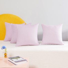 Deconovo Cushion Cover, Decorative Pillowcase, Linen Cover, 45 x 45 cm, Pink, Set of 4