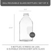JoyJolt Glass Milk Bottles with Lids and Pourer – 64