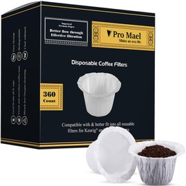 Pro Mael 360 Count Disposable K Cup Filters, Coffee Filter Paper for Keurig Brewers Single Serve 1.0 and 2.0, Use with Reusable K Cup Pods (White)