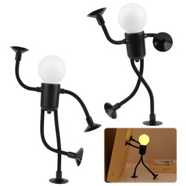 jwogngls Pack of 2 Funny Athletes Night Light, Bendable Changeable Shape, Funny Athlete Night Light, Creative Cartoon Funny Lamp, Suction Cup Night Lamp for Children's Room, Bedroom (Black)