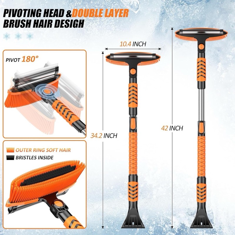 Wikihhome 42" Ice Scraper and Extendable Snow Brush, Detachable Snow