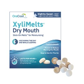 Oracoat XyliMelts for Dry Mouth Night Time or Day - Moisturizing Dry Mouth Adhering Discs, Sugar Free with Xylitol, 40 Count, Slightly-Sweet Flavor, 8-Hour Relief