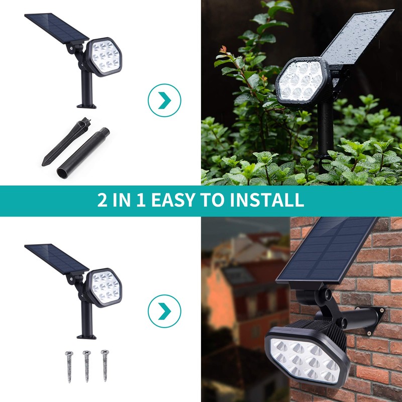 Nekteck Solar Lights Outdoor,10 LED Landscape Spotlights Solar Powered Wall