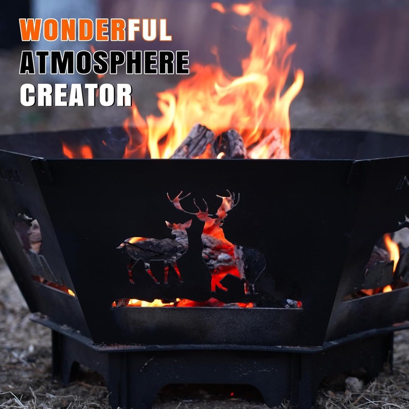 Fire Pit for Camping- 23Inch Small Collapsible Firepit for Patio