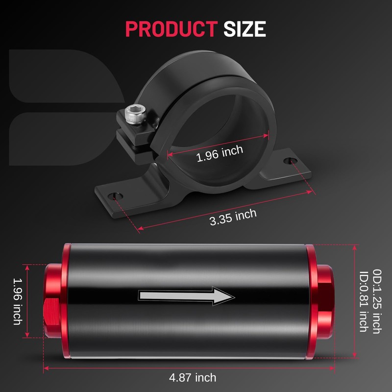 BDFHYK Inline Fuel Filter 100 Micron with 6AN 8AN 10AN