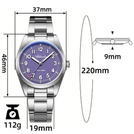ADDIESDIVE Slim Watch Purple Dial Synthetic Sapphire Super Lume 100 M Waterproof Luxury Mens Womens Watches for Swimming Surfing