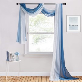 PONY DANCE Pelmet Freehand Decoration for Wedding Arch & Wedding Arch Decorative Curtain with Colour Gradient Sky Bed Curtains White Tulle Fabric Transparent, 1 Piece H 548 x W 152 cm, White + Dark