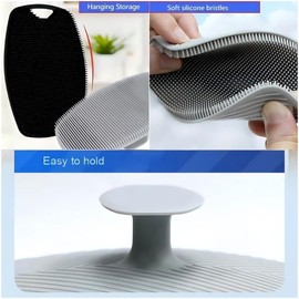 RQzaufania 2 Stück Körperschrubber aus Silikon, Sanftes Peeling und Massage für Alle Arten von Haut, Handbrause, Badebürste für den Körper (Schwarz und Grau)