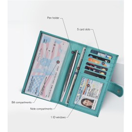 Leather Checkbook Cover for Men & Women - Duplicate Checks - RFID Blocking - Slim Wallet with 5 Card Holder Slots - Personal & Business Checks - Standard Register - Accessory Gifts for Him, Her