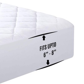 Vozbi Quilted Single Mattress Protector, Single Bed Mattress Protector, Hypoallergenic Single Bed Mattress Protector Fits Mattresses up to 9 Inch Deep, Breathable Mattress Cover-White