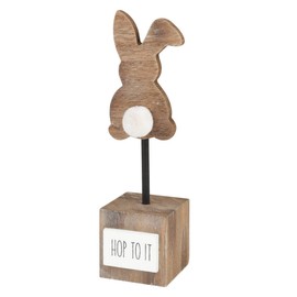 Collins Painting Rustic Wooden Easter Shelf Sitter - Wooden Cube Tabletop Bunny Decoration for Spring, Easter Home Decor ('Hop to It')