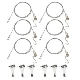Picture Hanging Kit Heavy-Duty with Stainless Steel Hooks & 2m Wire, 6 Adjustable Hooks, Stainless Steel Picture Molding Hangers Nylon and Steel Cable