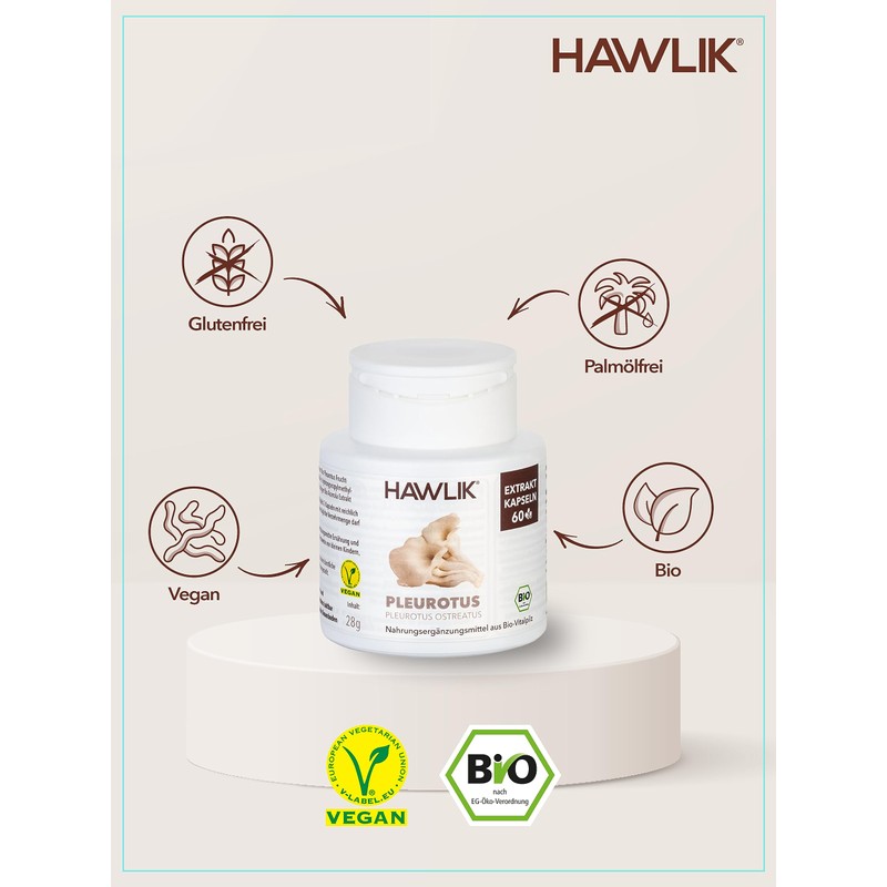HAWLIK Vital Mushrooms Pleurotus Extract Capsules | 60 Capsules |