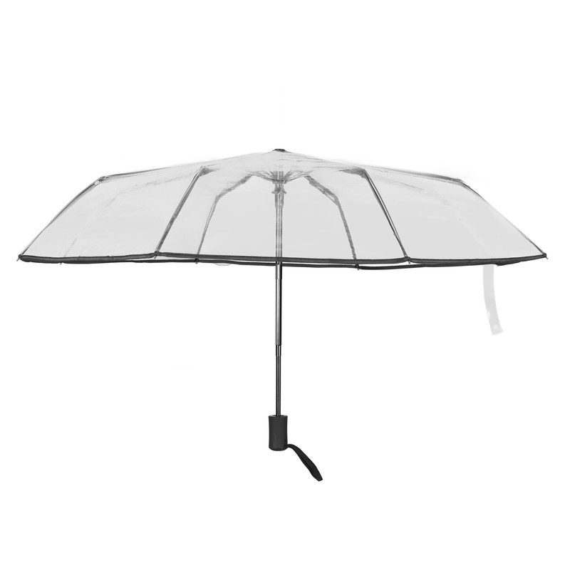Compact Umbrella Black Transparent Automatic Design Sturdy Structure Travel Umbrella