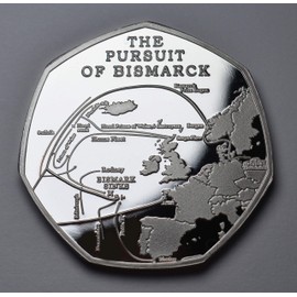 The Commemorative Coin Company German Battleship BISMARCK Silver Commemorative. Pursuit & Sinking, WW2, Royal Navy, Warship, 1941