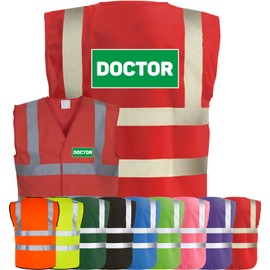 Corporate Togs DOCTOR Printed Hi-Vis Waistcoat - High-Visibility Safety Vest Tabard, Brace Hi-Vis Strips, Fully EN471 Health, Protective Safety Wear | Safety Apparel