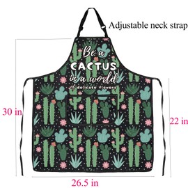 Cactus Apron with Pockets Succulent Cactus Gifts Cactus Lover Gifts Cactus Kitchen Apron Cactus Gardening Grilling BBQ Apron