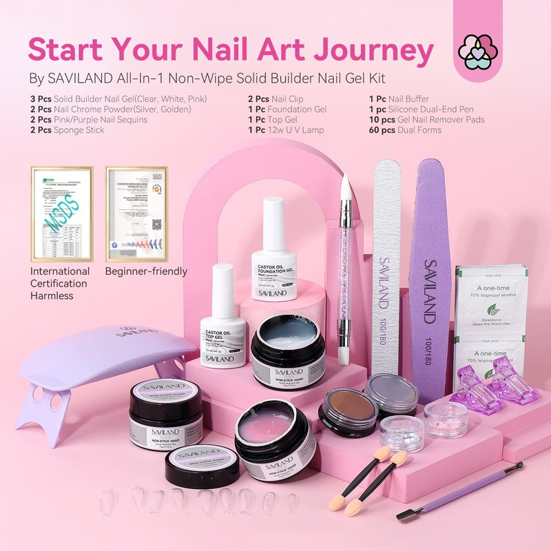 Saviland Builder Gel Length Solid Builder Nail Gel Kit Beginner: