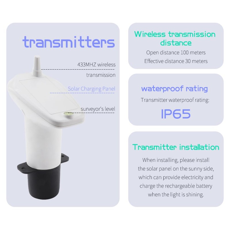Wireless Ultrasonic Water Tank Level Indicator with Temperature Sensor and