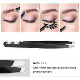 Tijeras para Cejas con Peine, 2 Pcs Perfilador Recortador de Ceja Para Hombre y Mujeres, Peine para Cejas con Peine con 1 Pinzas Depilar Cejas, para Pestañas Con Corte Facial Barba
